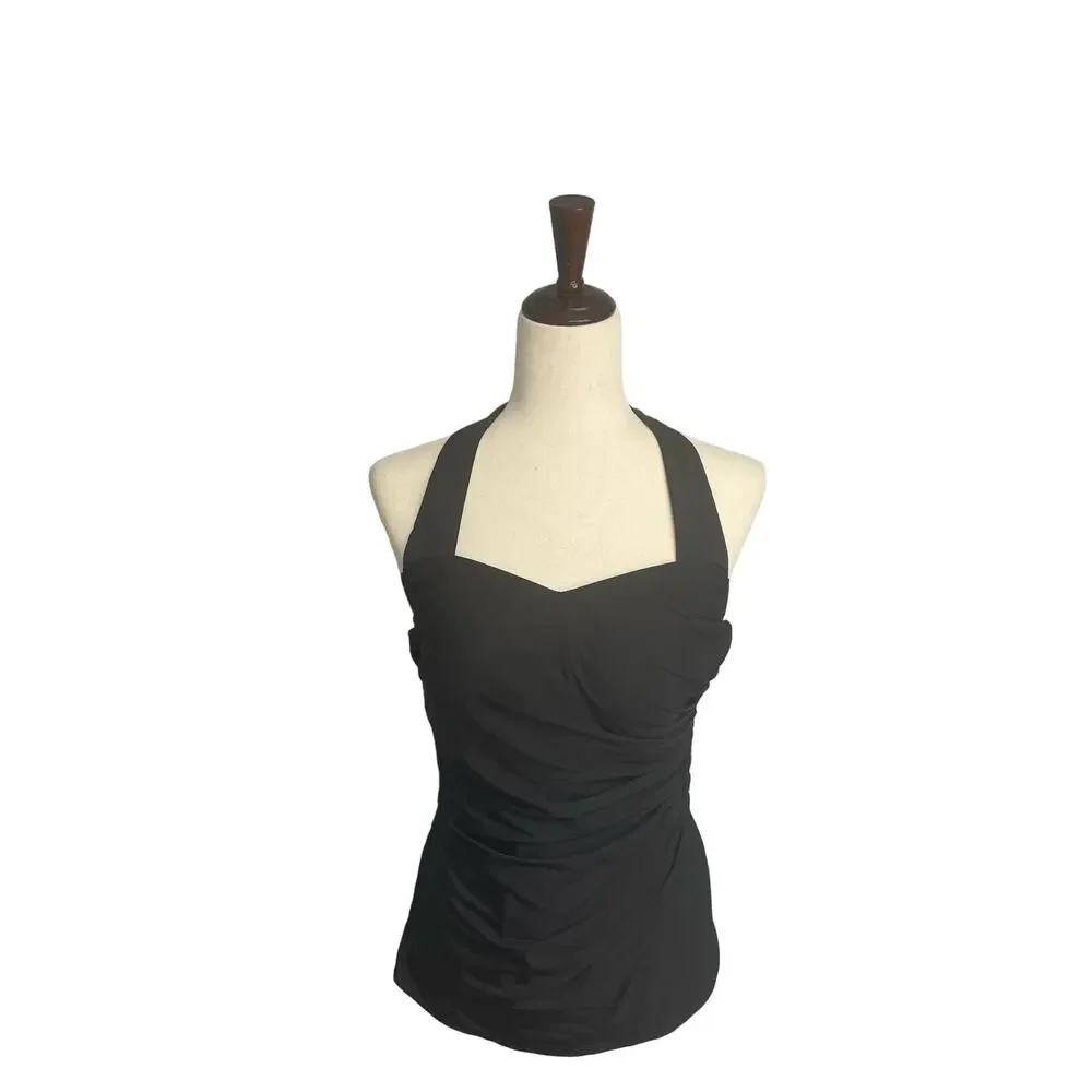Miraclesuit slimming one piece retro solid black swimsuit halter women's